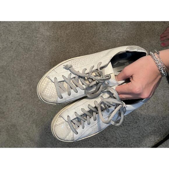 P448 Shoes - P448 Jack Molly Sneaker White Snake Print Perforated Low Top Lace Up 39 8 8.5
